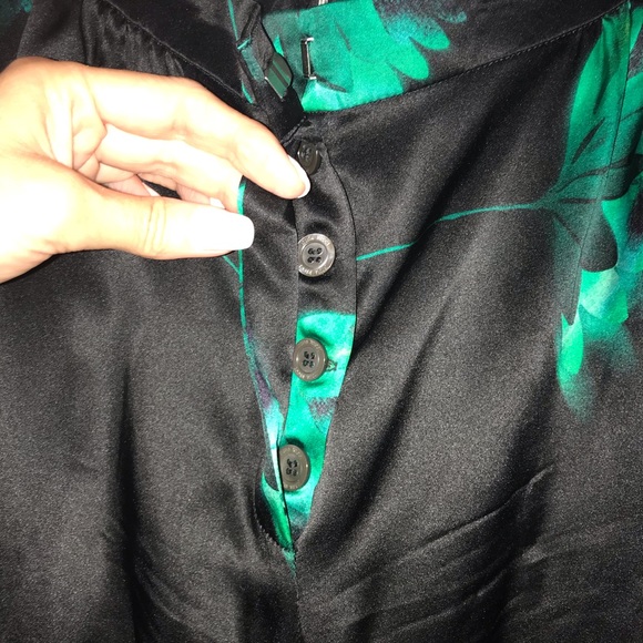 Erdem Black And Green Foral Silk Blouse and Pants - Picture 7 of 10